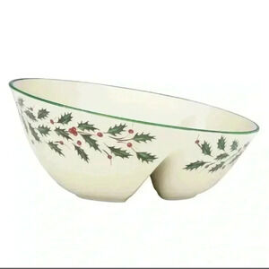 Lenox Holiday Divided Angle Christmas Bowl